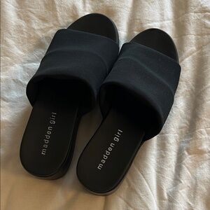 Madden Girl Charcoal Slide Sandals